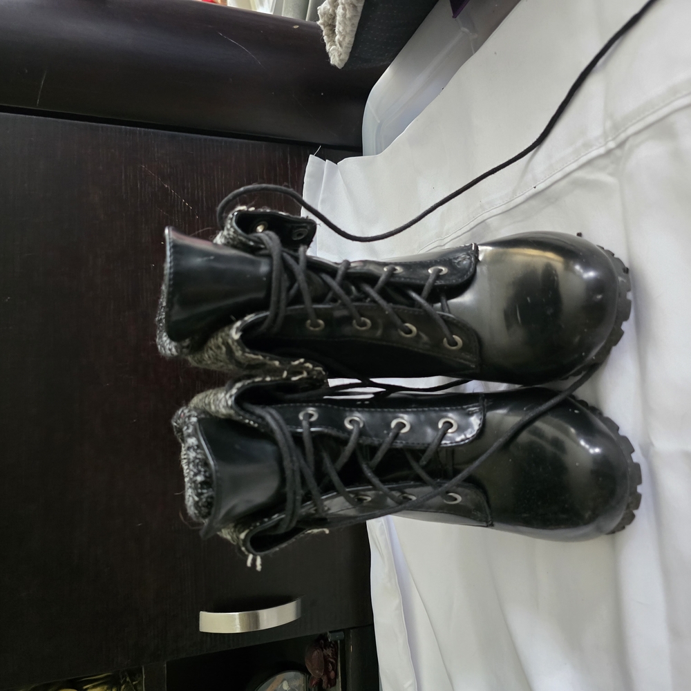 Women's Black Lace-Up Boots